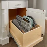 Adjustable vertical tray storage add-on for slide-out shelf organization